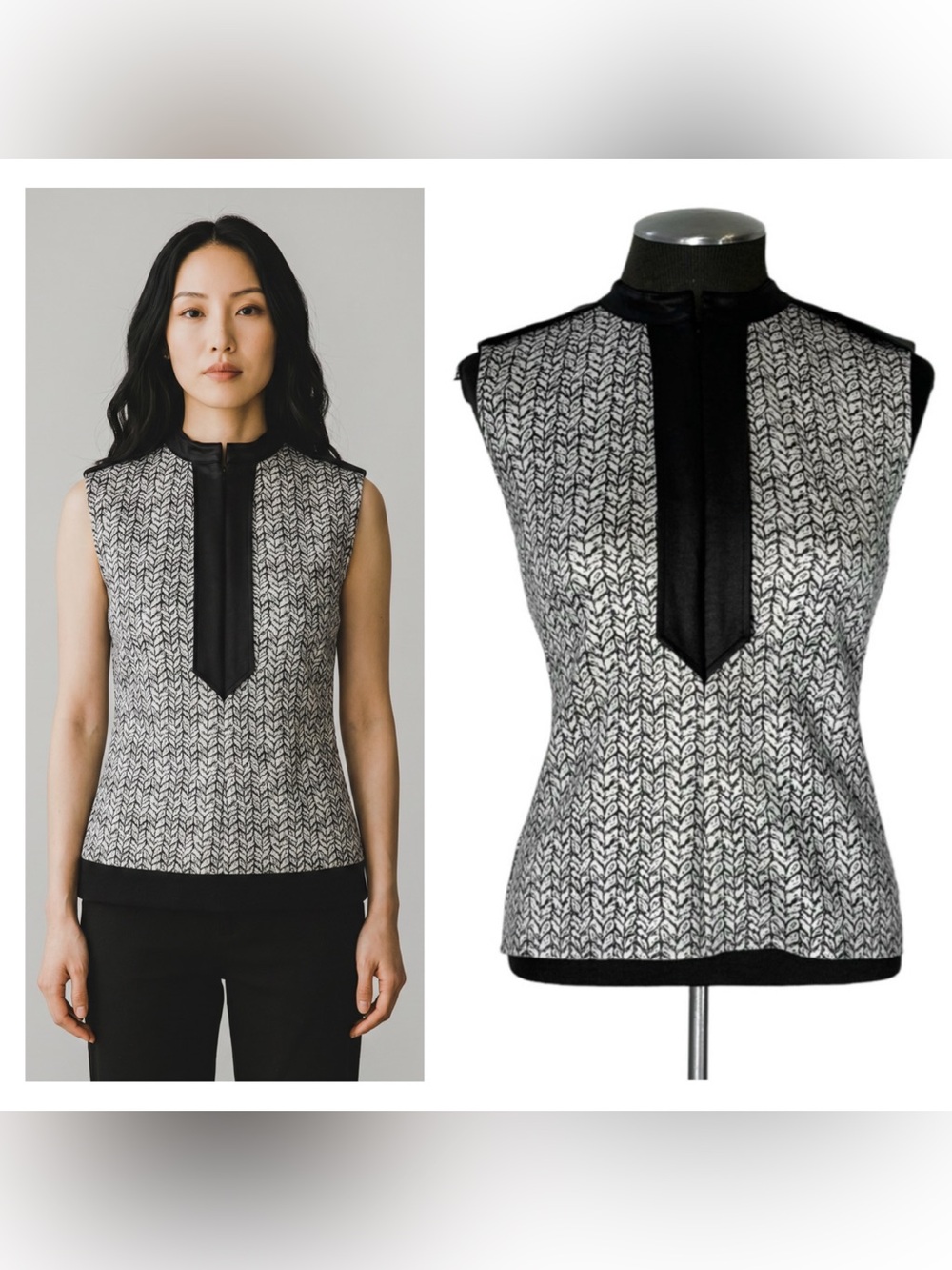 🆕 Smart and Joy – Sleeveless Zip Front Print Top – Size Small
